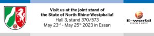 Joint stand NRW and E-World logo